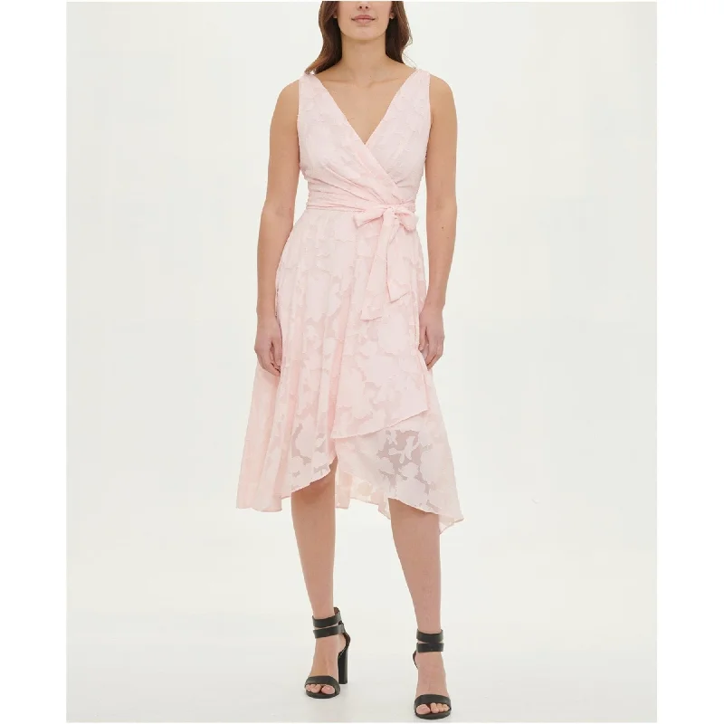 DKNY Womens Floral Tulip A-line Dress, Pink, 10