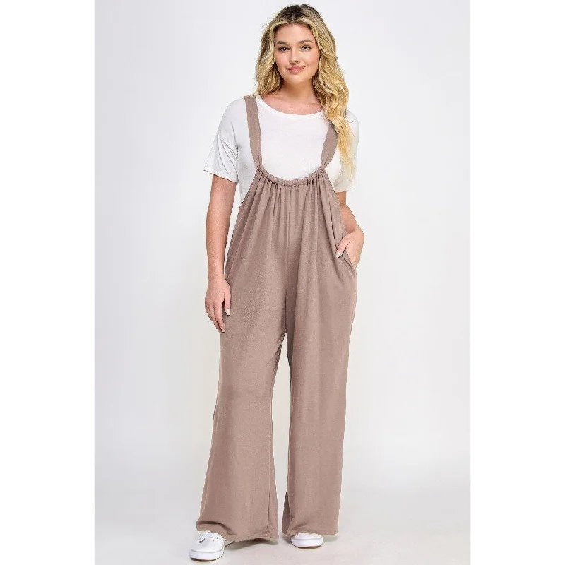 French Terry Wide Leg Jumpsuit Overalls