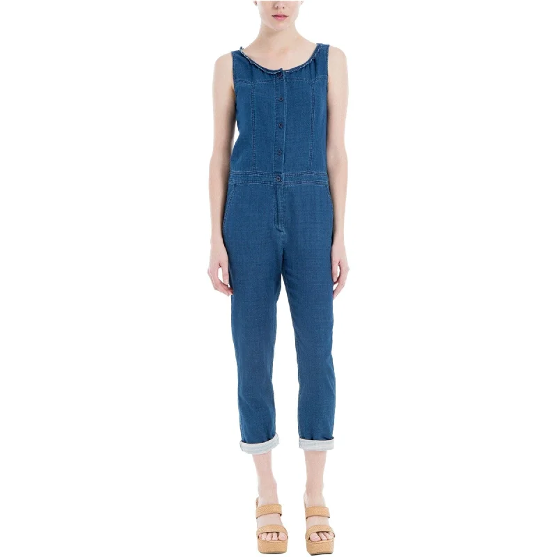 Max Studio London Womens Denim Jumpsuit, Blue, 8