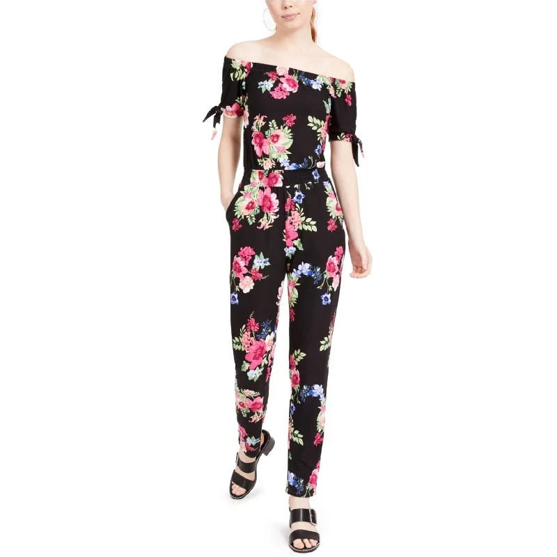 Planet Gold Womens Floral-Print Jumpsuit