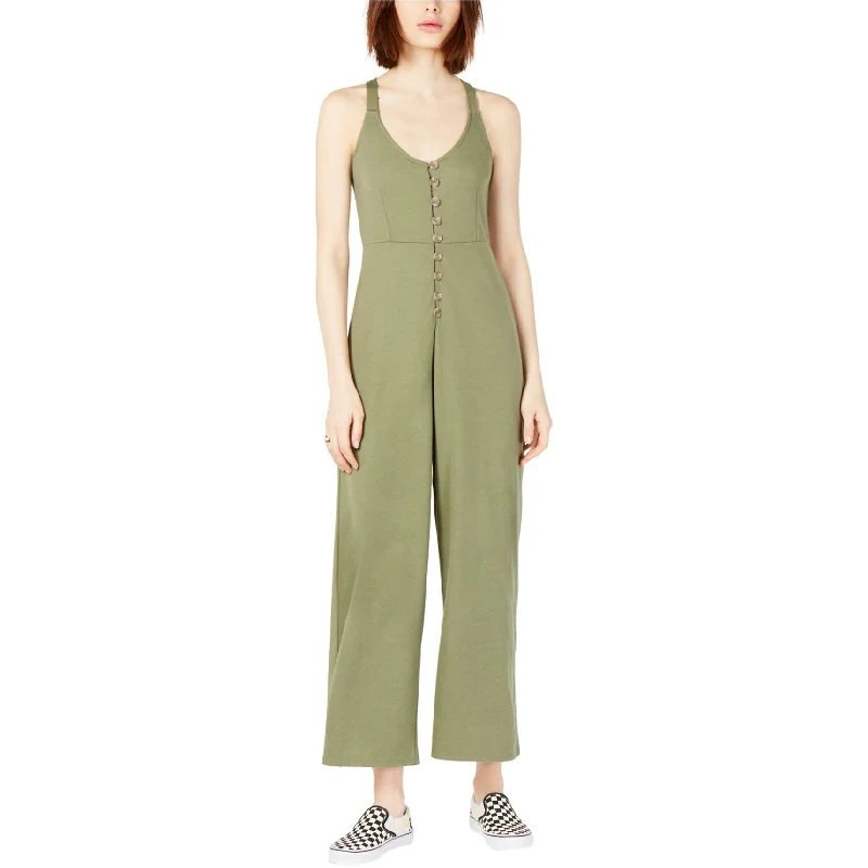 Project 28 Womens Solid Button-Up Jumpsuit