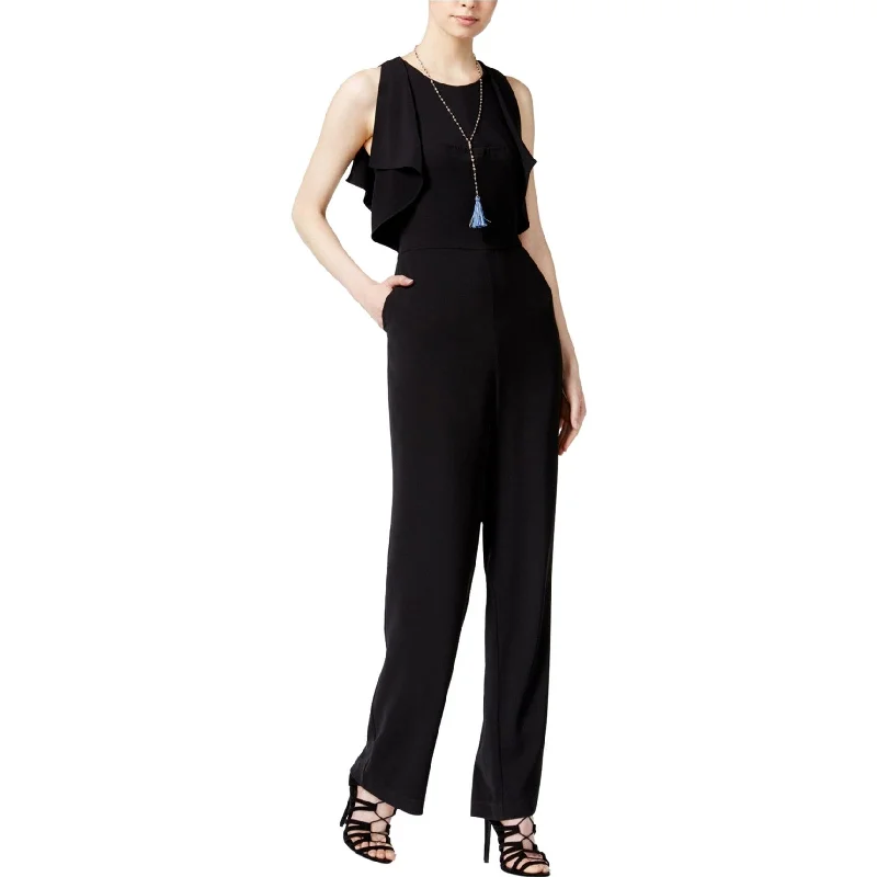 Rachel Roy Womens Ruffled Jumpsuit, Black, 6