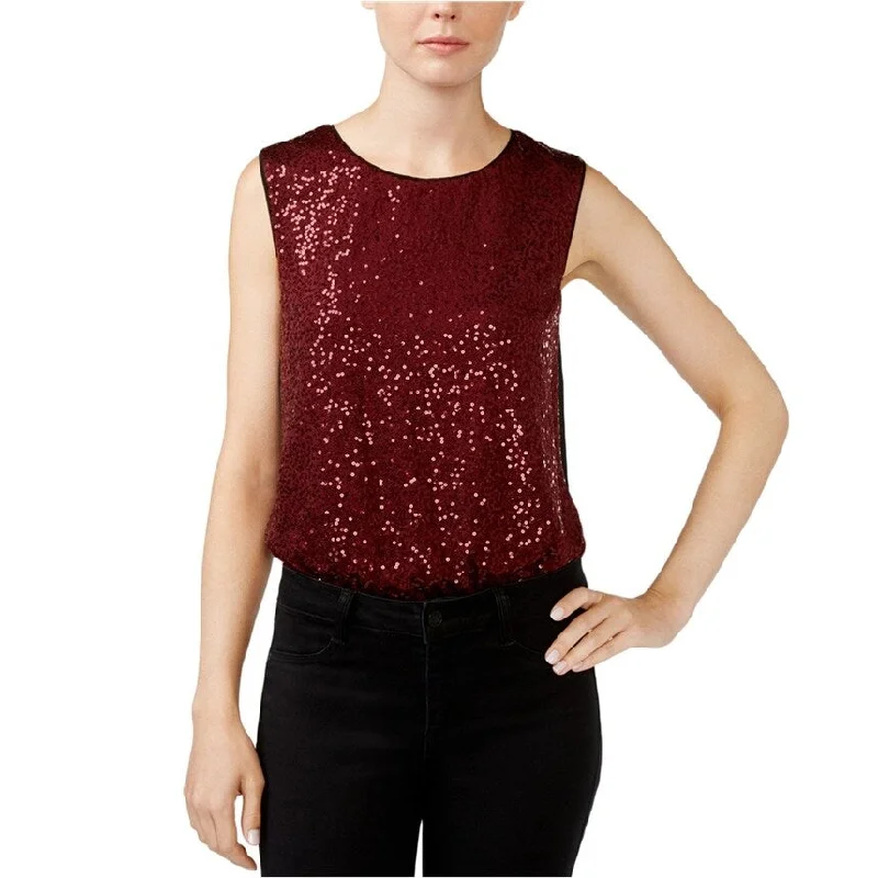 Rachel Roy Womens Sequined Bodysuit Jumpsuit, Red, Medium