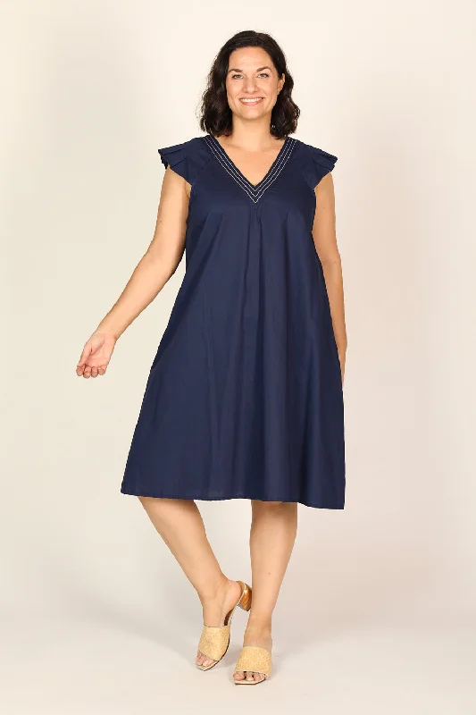 Rivka Poplin Short Dress in Capri Cove