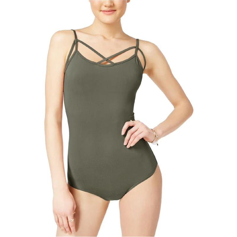 Say What? Womens Yummy Yummy Bodysuit Jumpsuit, Green, Medium