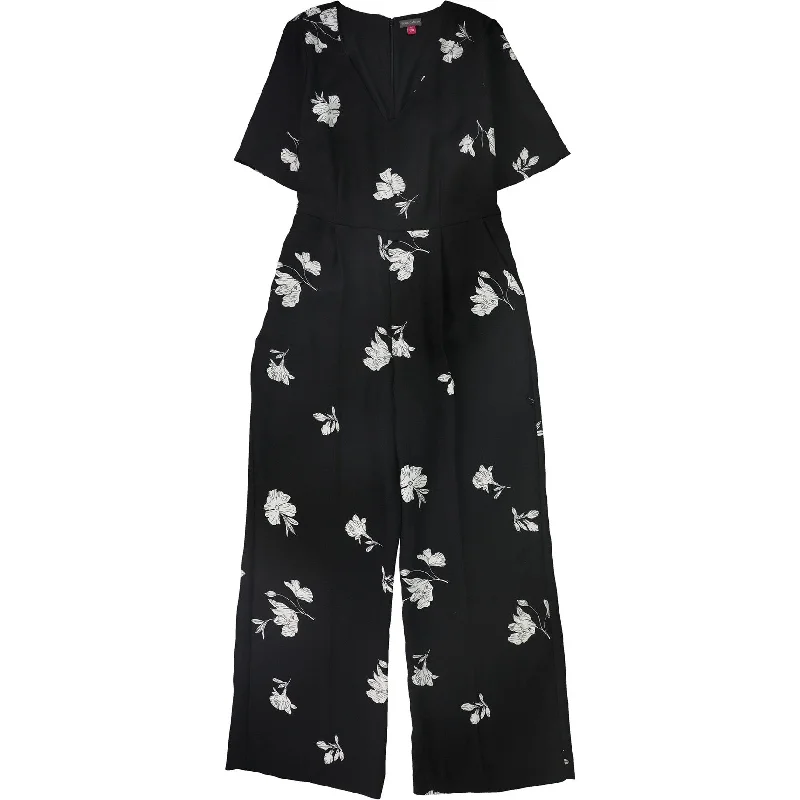 Vince Camuto Womens Tossed Flowers Jumpsuit, Black, 12