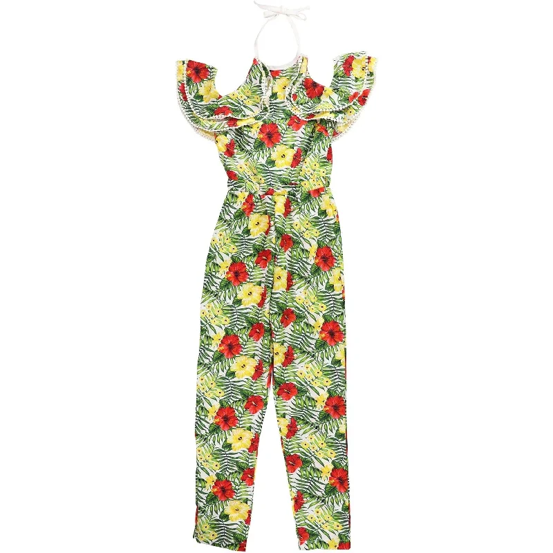 XOXO Womens Tropical Jumpsuit, Green, Small