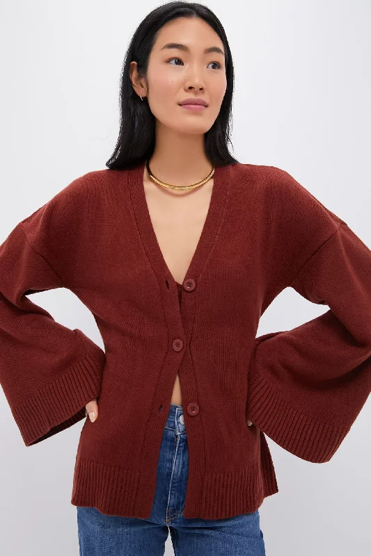 Chestnut Cinched Waist Cardigan