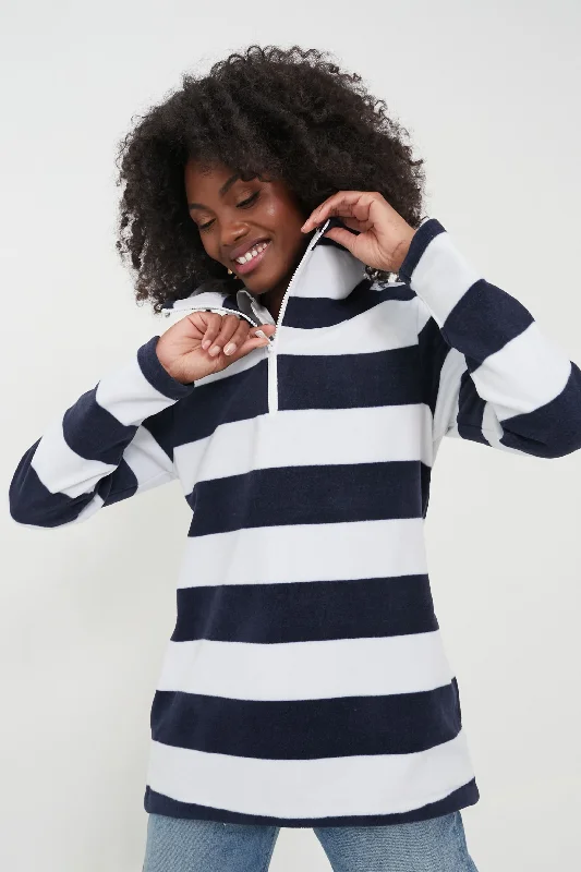 Navy White Wide Stripe Prospect Pullover