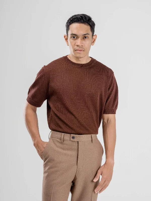 Dany Round Neck Knit Tee - Coffee