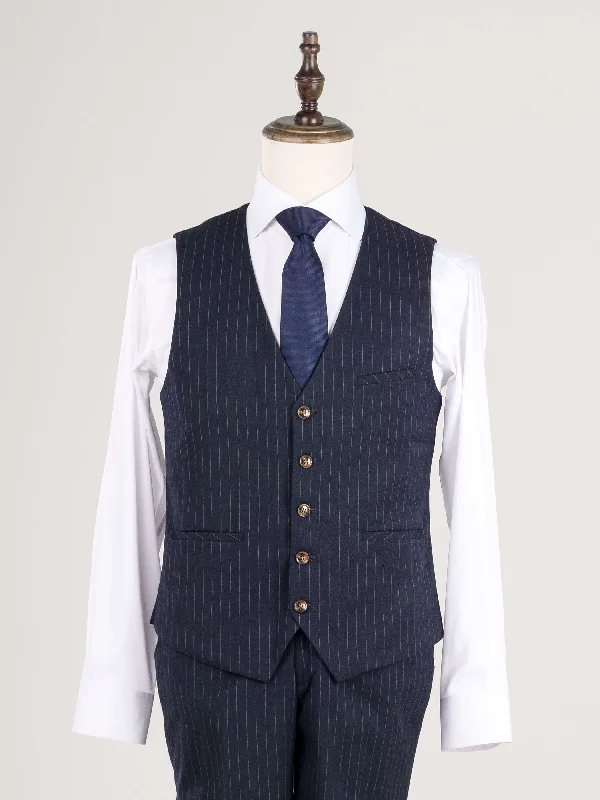 Vest - Navy Blue Pinstripes