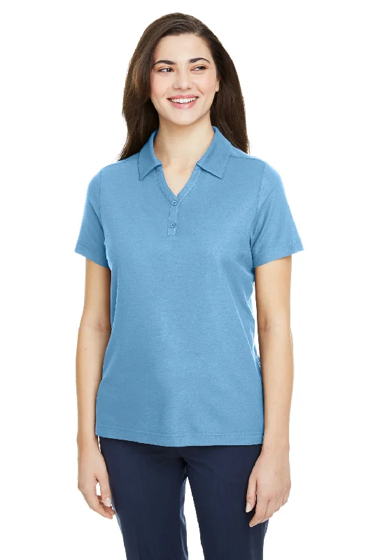 Core 365 Womens Fusion ChromaSoft Performance Moisture Wicking Pique Short Sleeve Polo Shirt - Columbia Blue