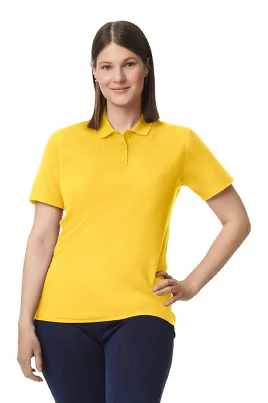 Gildan Womens SoftStyle Double Pique Short Sleeve Polo Shirt - Daisy Yellow