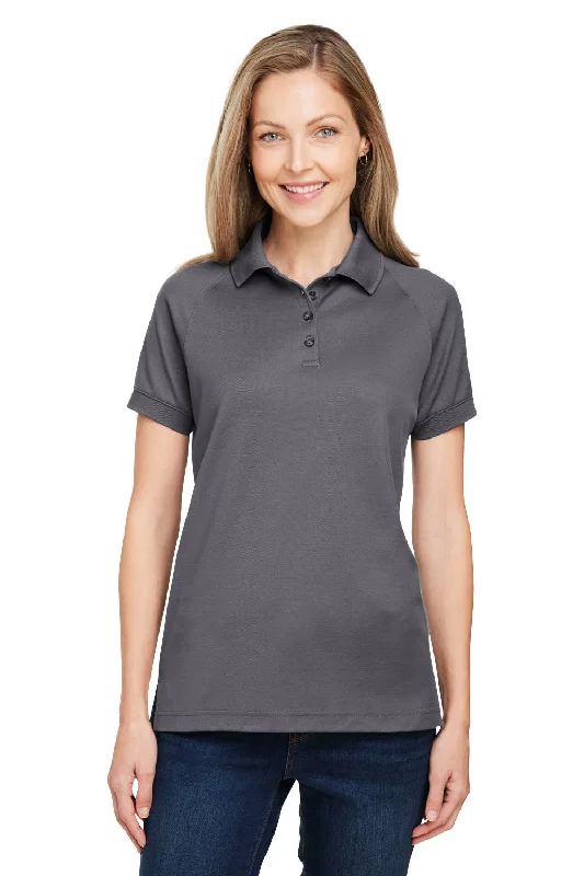 Harriton Womens Charge Moisture Wicking Short Sleeve Polo Shirt - Dark Charcoal Grey