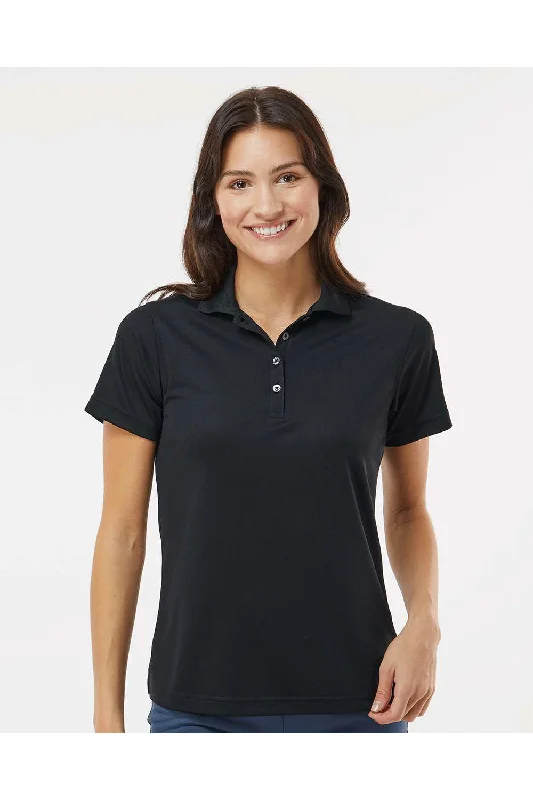 Paragon Womens Saratoga Performance Moisture Wicking Mini Mesh Short Sleeve Polo Shirt - Black