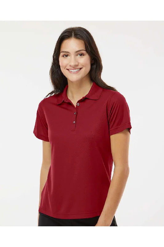 Paragon Womens Saratoga Performance Moisture Wicking Mini Mesh Short Sleeve Polo Shirt - Cardinal Red