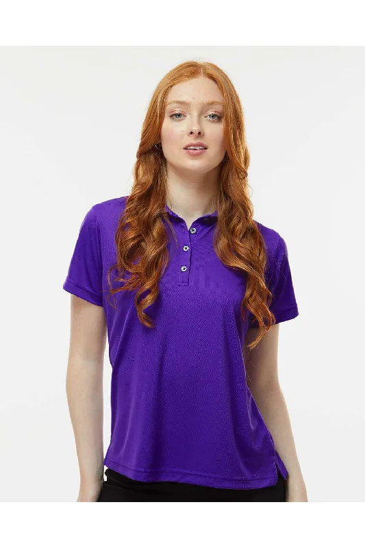 Paragon Womens Saratoga Performance Moisture Wicking Mini Mesh Short Sleeve Polo Shirt - Purple