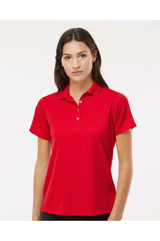 Paragon Womens Saratoga Performance Moisture Wicking Mini Mesh Short Sleeve Polo Shirt - Red