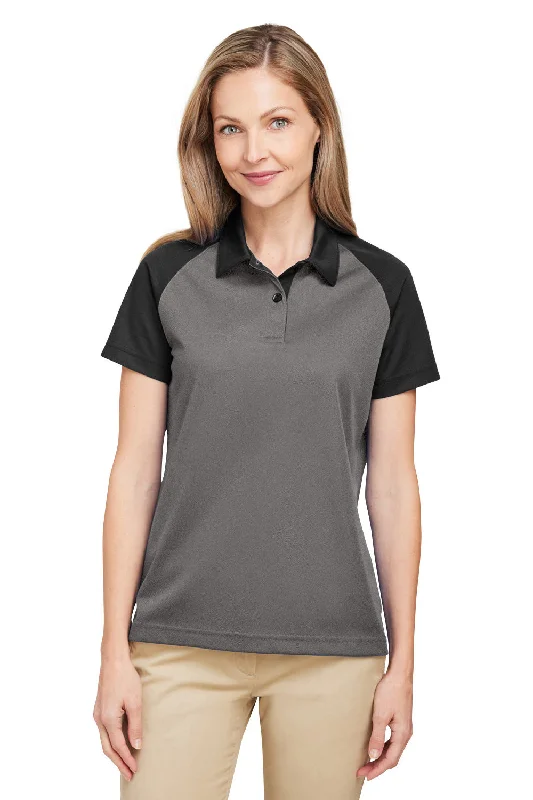 Team 365 Womens Command Colorblock Moisture Wicking Short Sleeve Polo Shirt - Graphite Grey/Black