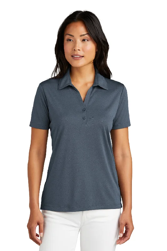 TravisMathew Womens Coto Performance Wrinkle Resistant Short Sleeve Polo Shirt - Vintage Indigo Blue/Black