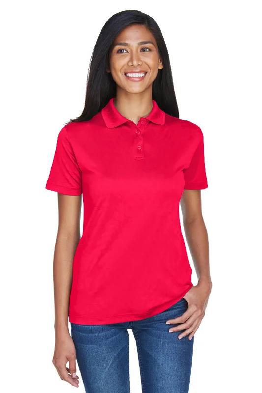 UltraClub Womens Cool & Dry Moisture Wicking Short Sleeve Polo Shirt - Red