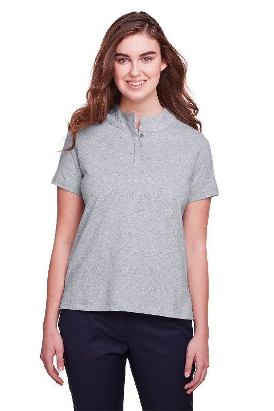 UltraClub Womens Lakeshore Performance Moisture Wicking Short Sleeve Polo Shirt - Heather Grey