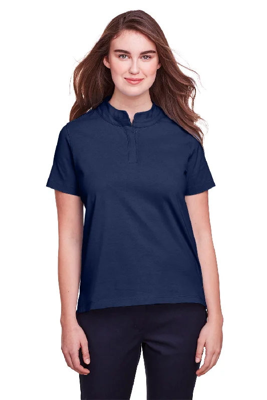 UltraClub Womens Lakeshore Performance Moisture Wicking Short Sleeve Polo Shirt - Navy Blue