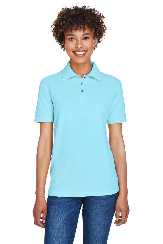 UltraClub Womens Whisper Short Sleeve Polo Shirt - Baby Blue - Closeout