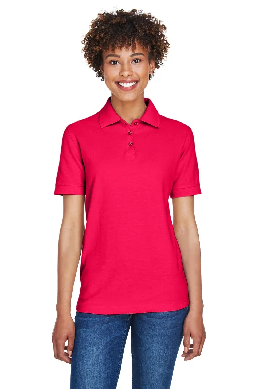 UltraClub Womens Whisper Short Sleeve Polo Shirt - Red - Closeout