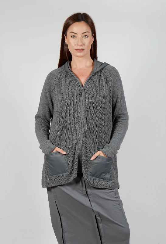 Hooded Cardigan in Rock