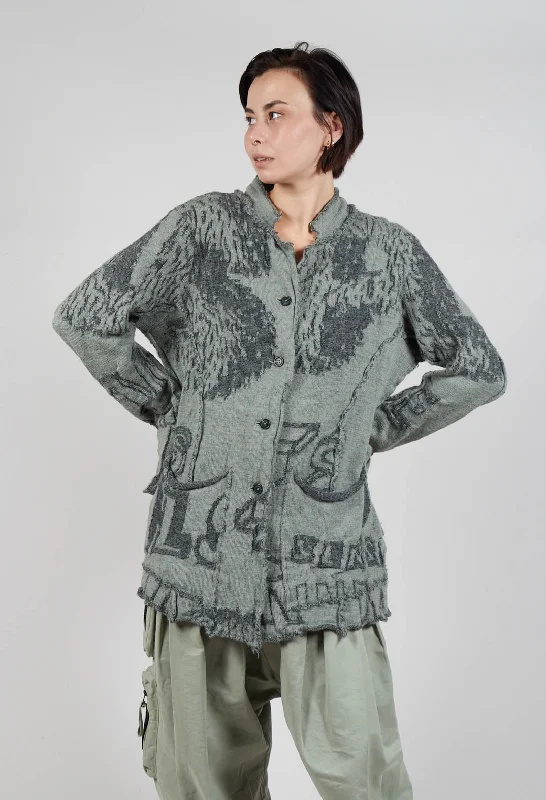 Jacket Style Cardigan in Defender Jacquard