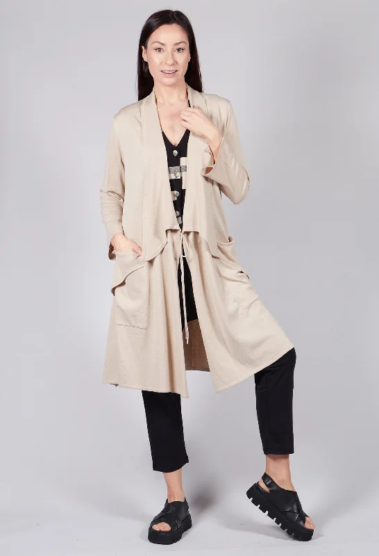 Longline Cardigan with Pockets in Sand