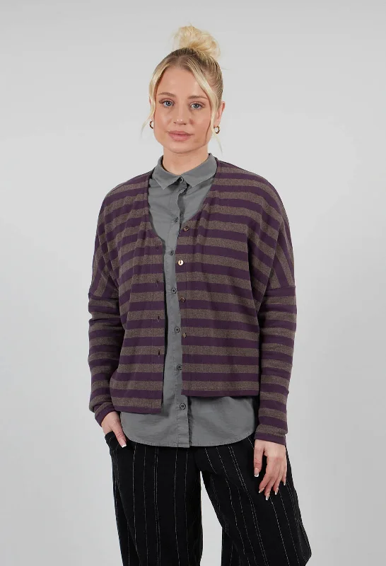 Round Neck Cardigan in Purple