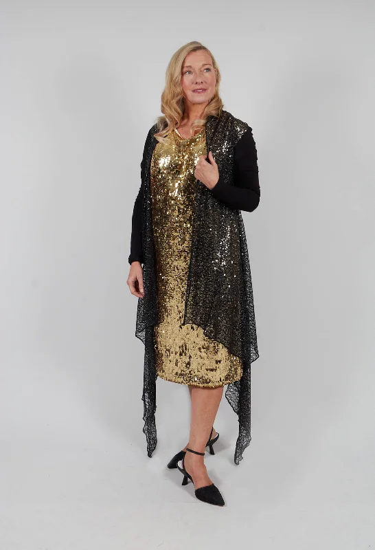 Sequin Waterfall Cardigan in Black