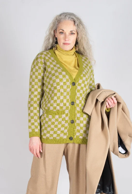 Sharon Cardigan in Green and Beige