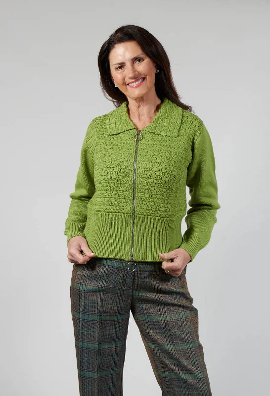 Zip Through Cardigan in Kiwi