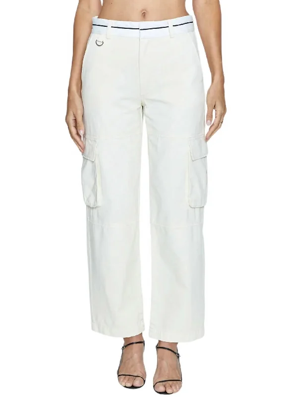 Addie High Rise Cargo Trouser In Eggshell