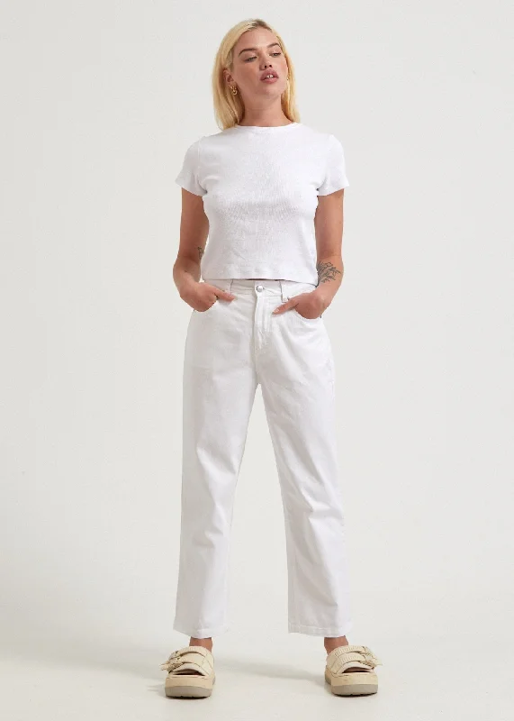 AFENDS Womens Shelby - Twill Wide Leg Pants - White