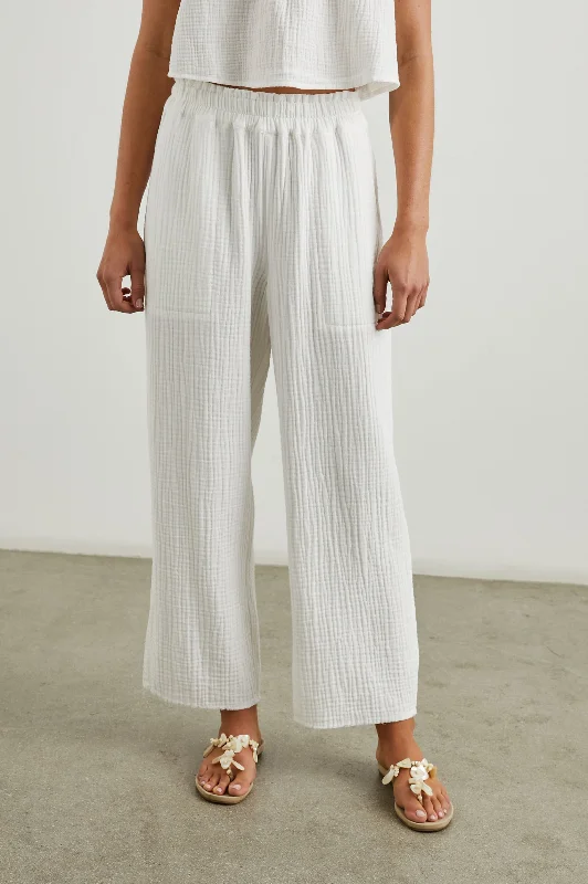 LEON CROP PANT - WHITE GAUZE